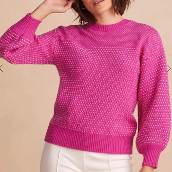 Summersalt The Luxe Cashmere Blend Mix Stitch Sweater Pink and White Size Large - Picture 1 of 6